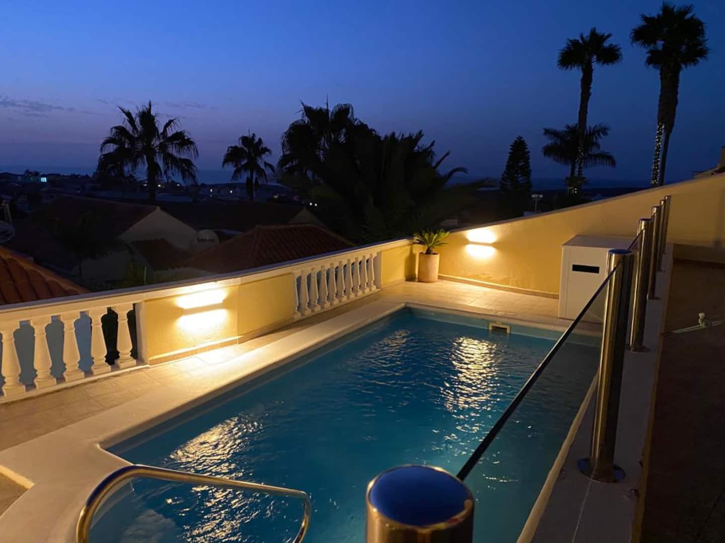 The pool at dusk